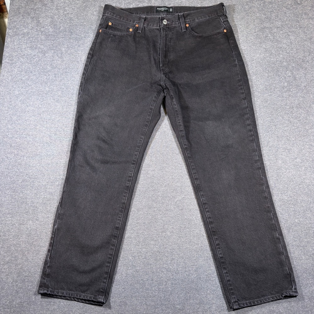 Abercrombie & Fitch Loose Jeans Mens 34x30 Black Rigid Denim 100% Cotton Baggy